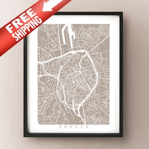 Brügge Karte Druck - Belgien Poster