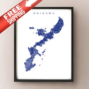 Okinawa Insel Karte Drucken - Japan Kunst Poster -