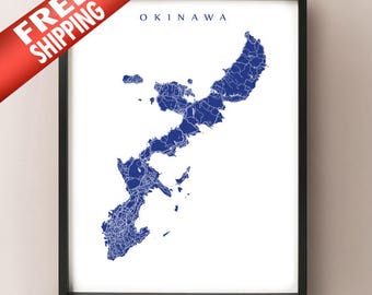 沖縄地図プリント：ヴィンテージ琉球諸島ウォールアート - Etsy 日本