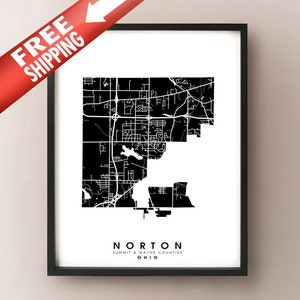 Norton, OH - Stadt Grenzen Karte Drucken
