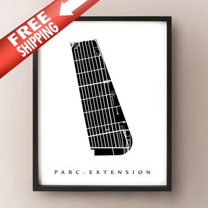 Carte du Parc-Extension - Impression d’art du quartier Montréal