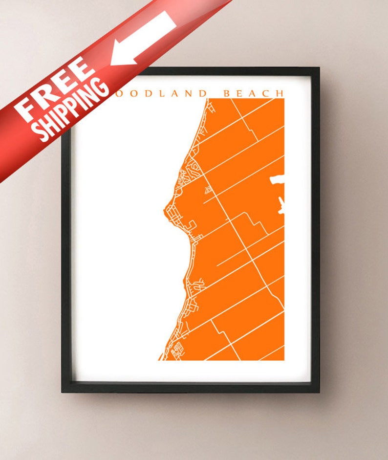 Woodland Beach Map Print Wasaga Ontario Art Canada Poster Etsy