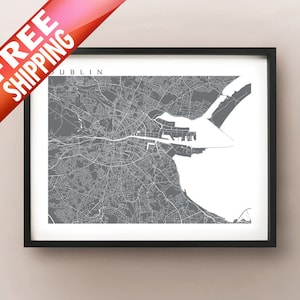 Dublin Map Art Print - Ierland poster - Kies uw kleur en grootte