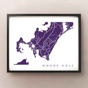 Woods Hole Karte Druck - Massachusetts Kunst Poster