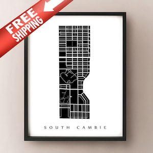 South Cambie Karte - Vancouver Nachbarschaft Kunstdruck