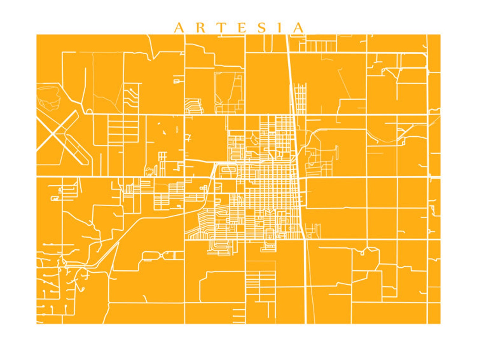 Artesia New Mexico Map Print Etsy