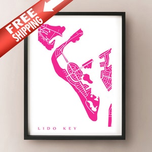 Lido Key Map Print - Florida Poster
