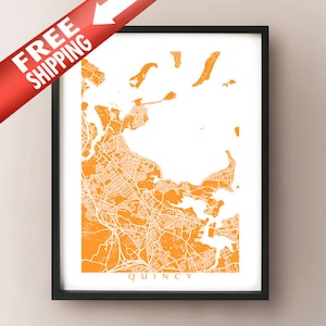 Quincy, MA Karte Druck - Massachusetts Poster