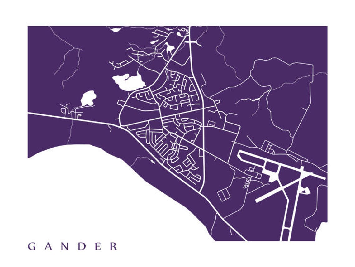 Gander Map Newfoundland Poster Etsy