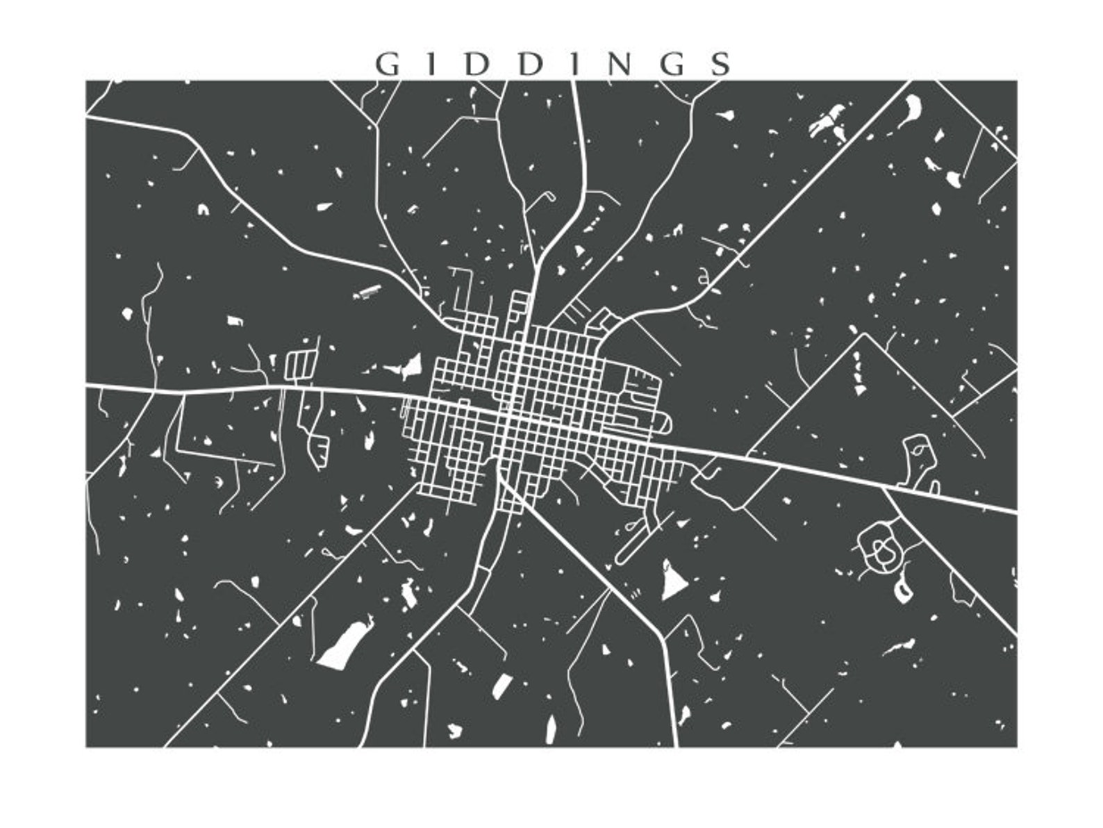 Giddings TX Map Print Lee County Texas Poster Etsy