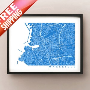 Marseille Frankreich Karte Kunstdruck