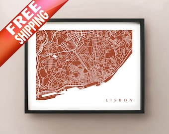 Lisbon Map -Lisboa, Portugal Art Poster