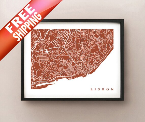 Lisbon Map -Lisboa, Portugal Art Poster