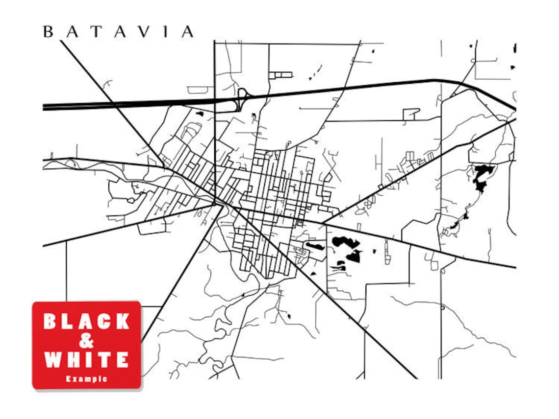 Batavia NY Map Print New York Etsy