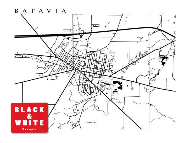 Batavia NY Map Print New York Etsy