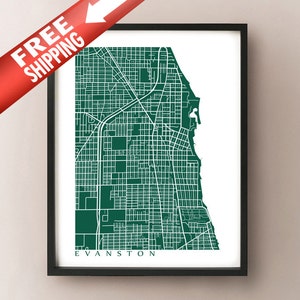Evanston Map Print - Illinois Poster - Modern Abstract Home Decor Wall Art