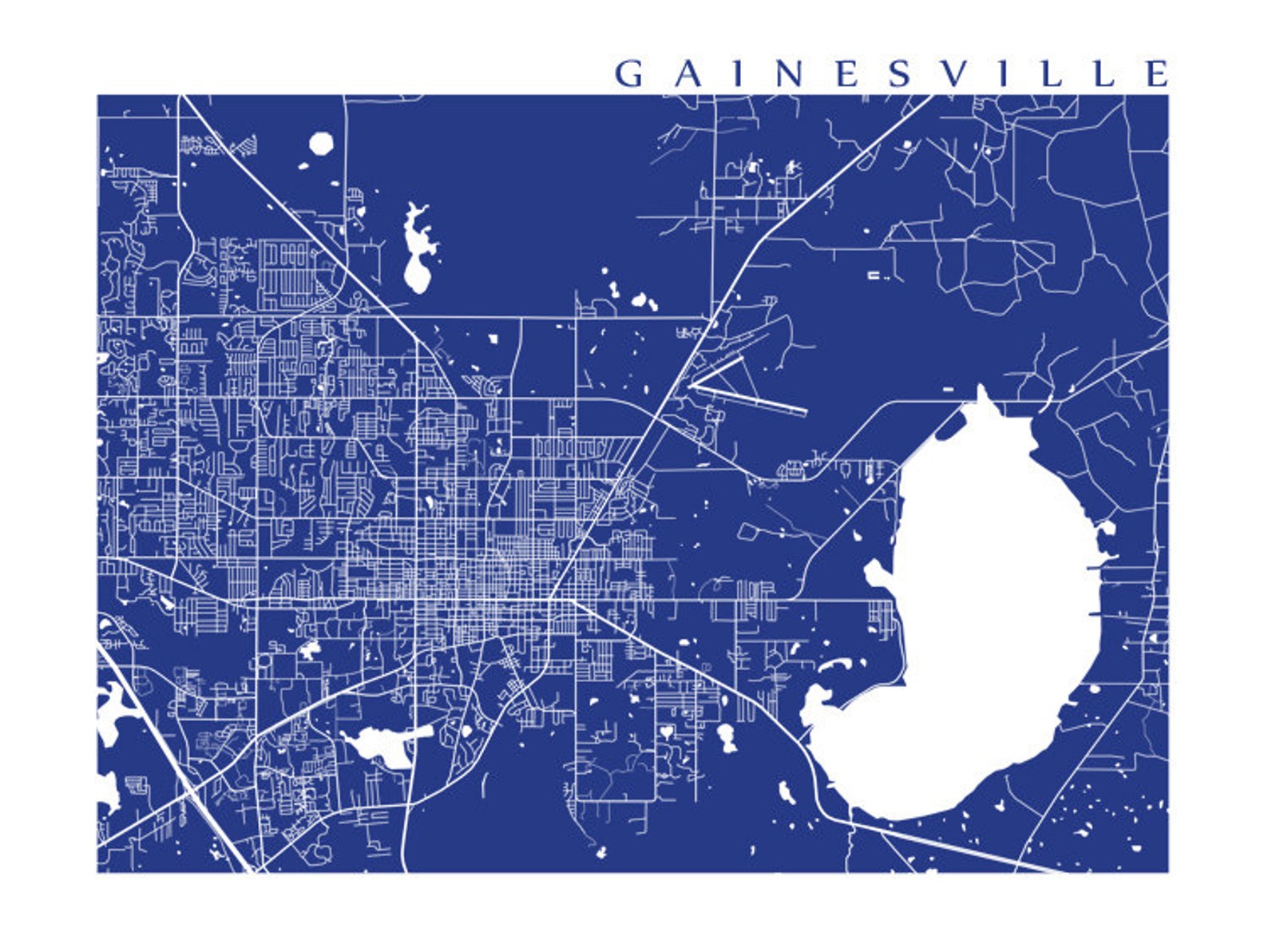 Gainesville Map Florida Poster Home Decor Art Print | Etsy