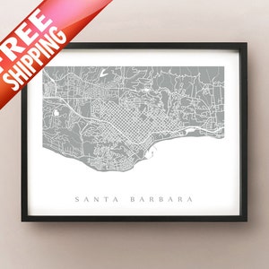 Mapa de Santa Bárbara - Impresión de Cartel de California