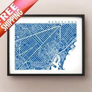 Barcelona City Map Art Print - Choose your color
