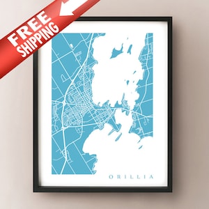 Orillia, ON Map - Arte del cartel de Ontario