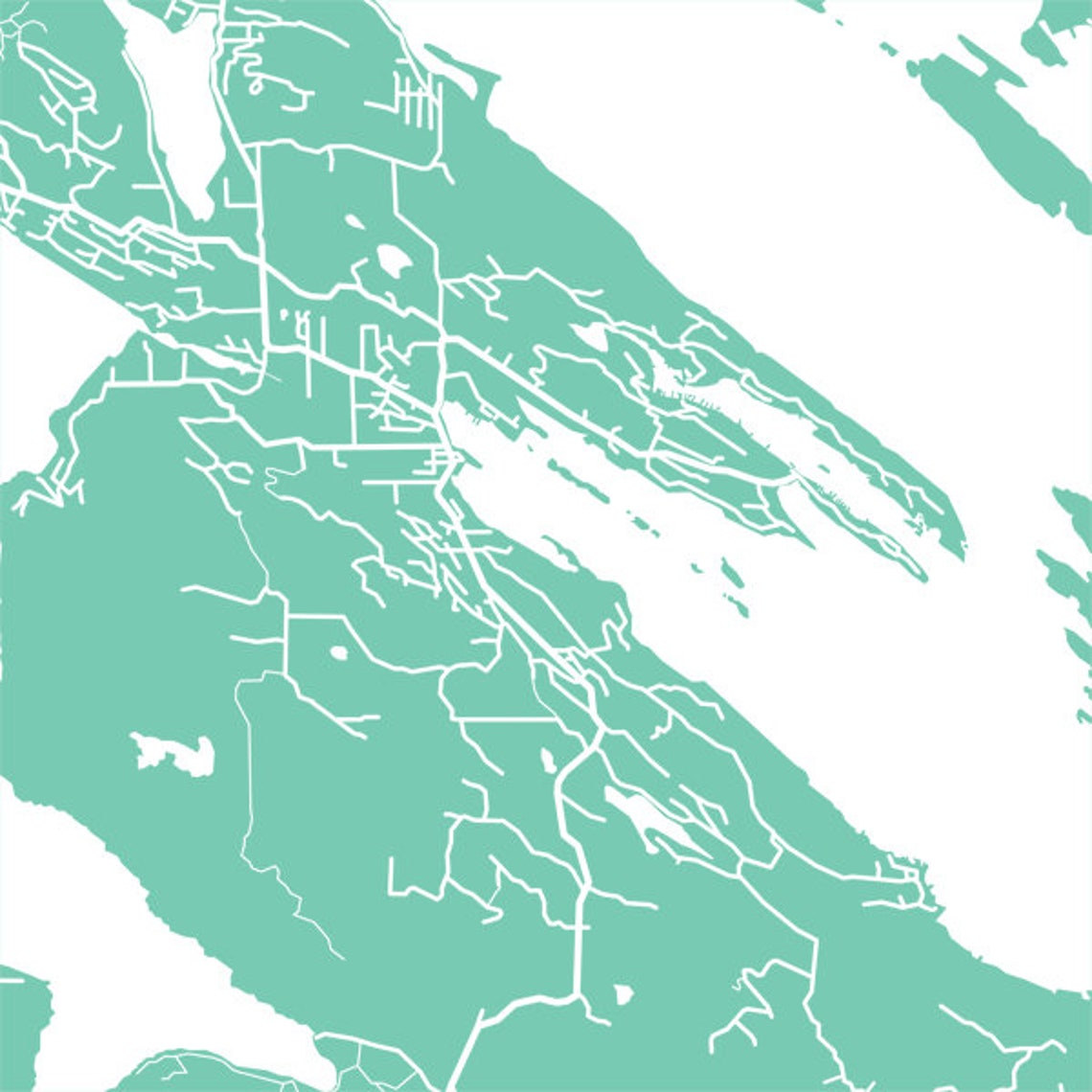 Salt Spring Island Gulf Islands BC Map Poster Print Etsy