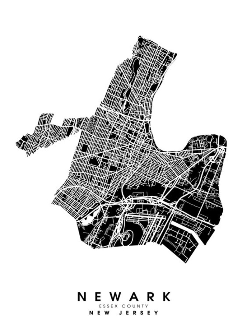 Newark NJ City Limits Map Print - Etsy
