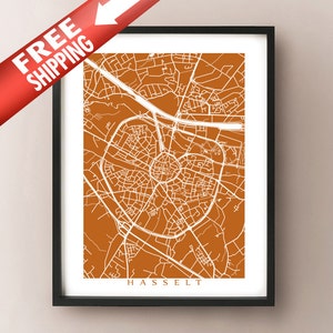 Hasselt Karte Print - Hasselt, Limburg, Belgien Poster