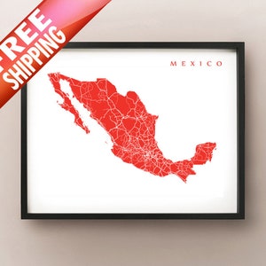 Mexiko Karte Kunstdruck - Mexiko Poster
