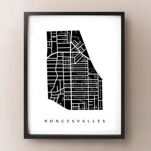Carte de Roncesvalles - Toronto Neighbourhood Art Print