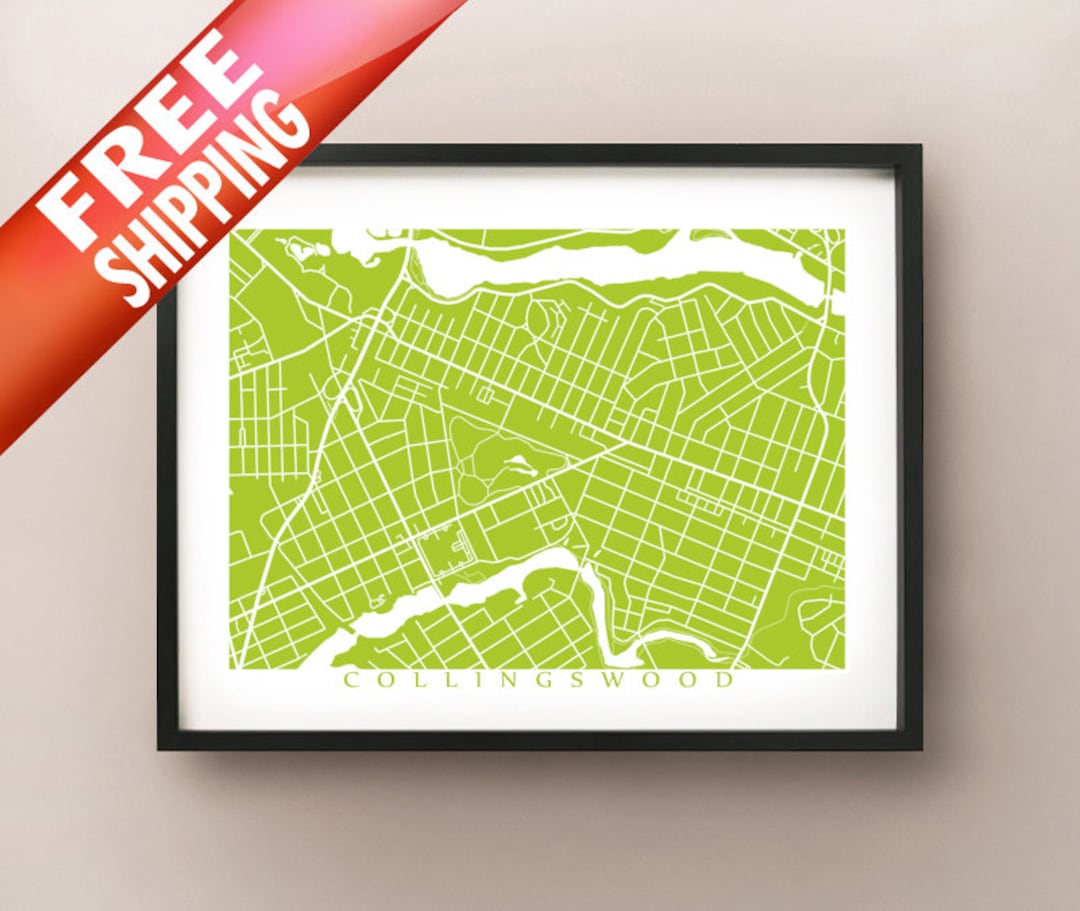 Collingswood, NJ Map Art New Jersey Poster Print Etsy