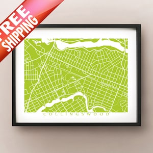 Collingswood, NJ Map Art - Impresión de carteles de Nueva Jersey