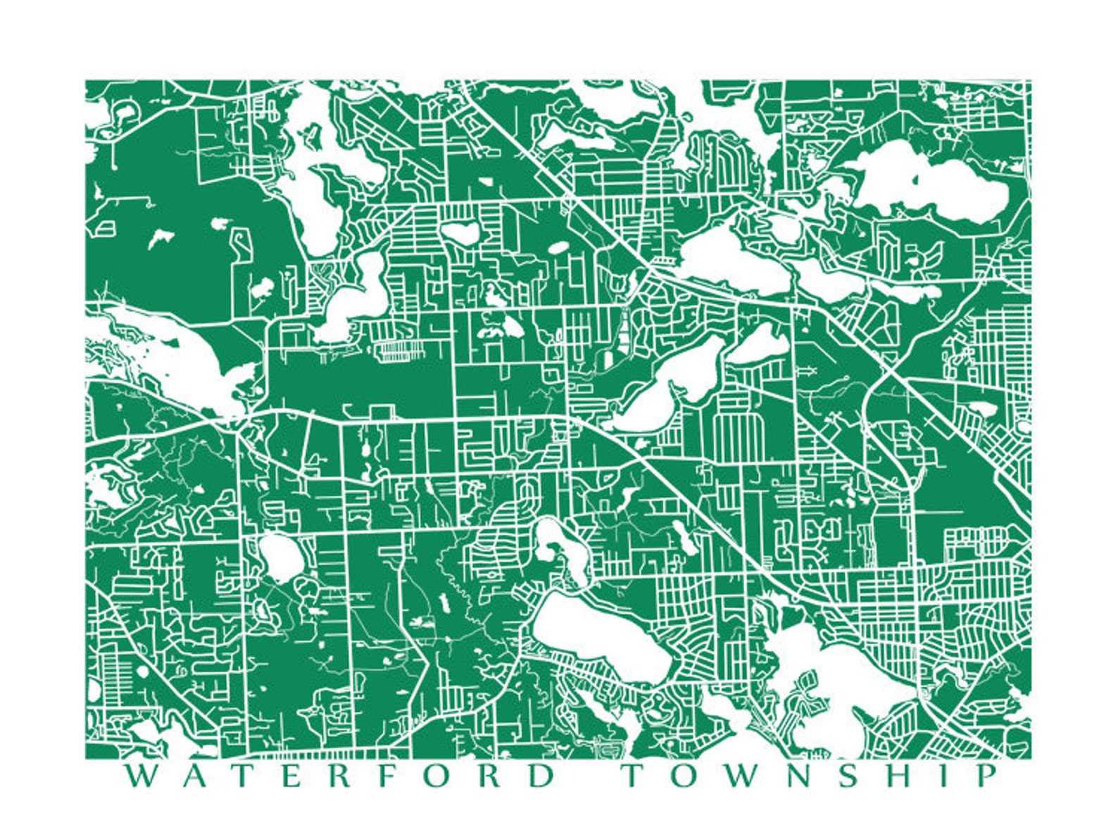 Waterford Township MI Map Michigan Poster Etsy