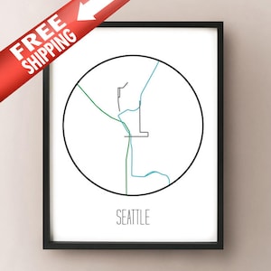 Seattle, Washington - Minimalistische Metro Subway Art Print - sirene