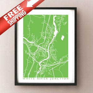 White River Junction Karte, Vermont Kunst Poster
