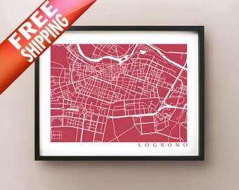 Logroño Map - España Poster - Choose color and size