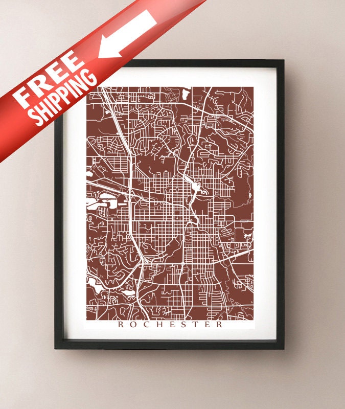 Rochester MN Map Print Minnesota Poster | Etsy