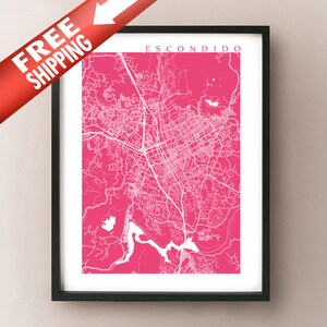 Escondido Map - California Poster Print
