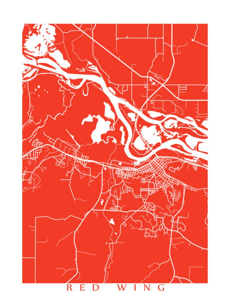 Red Wing MN Map Print Minnesota Poster Etsy