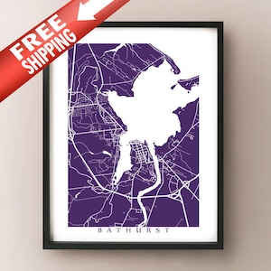 Mapa de Bathurst - Cartel de arte de New Brunswick