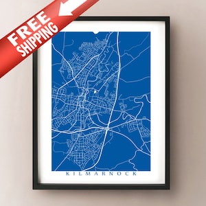 Kilmarnock Map Art Print - Scotland poster