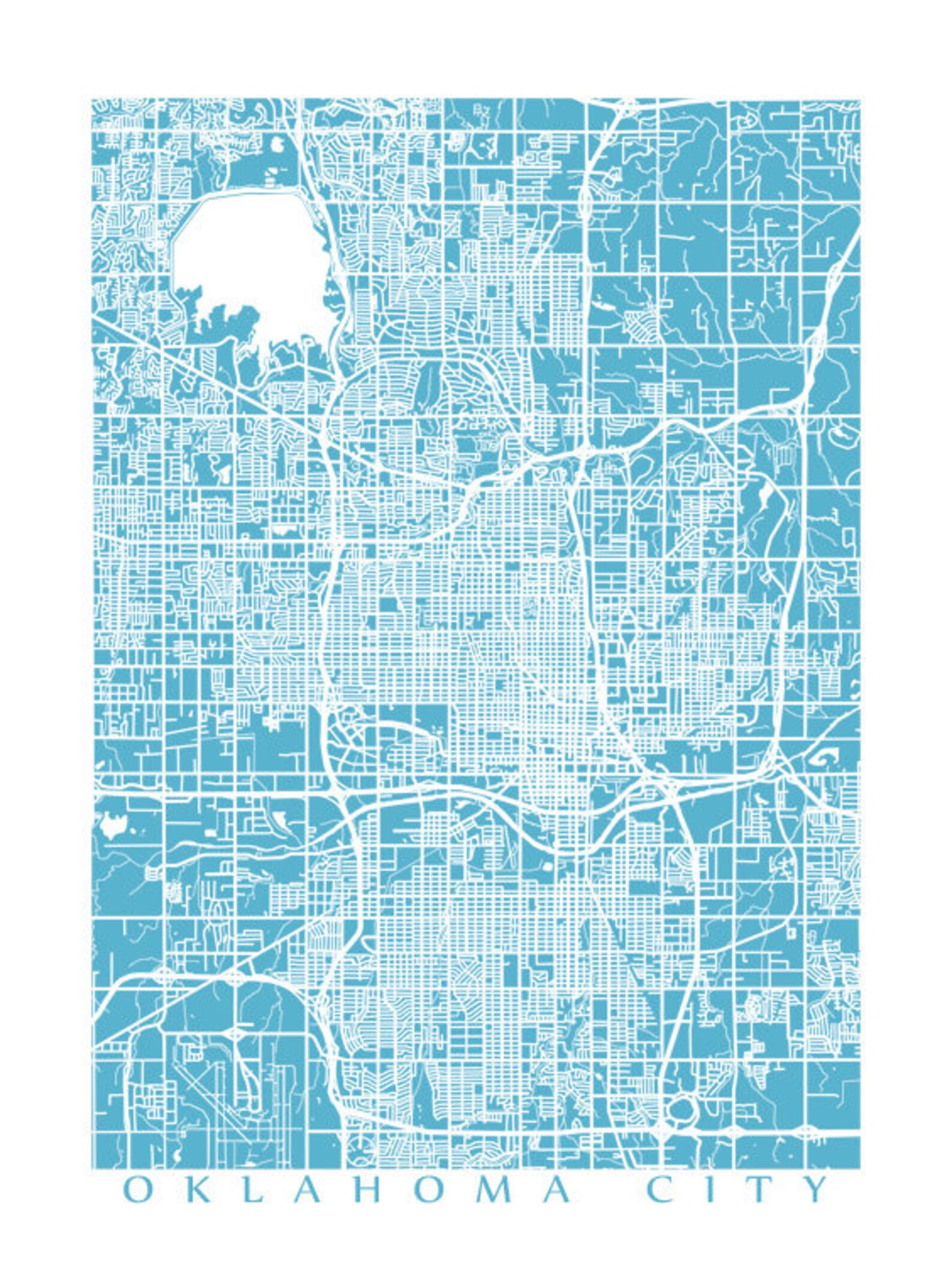 Oklahoma City Map Print | Etsy