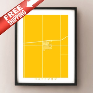 Hafford, SK Mapa Impresión - Cartel de Saskatchewan