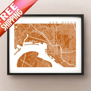 Downtown San Diego Map Print - California Art Poster