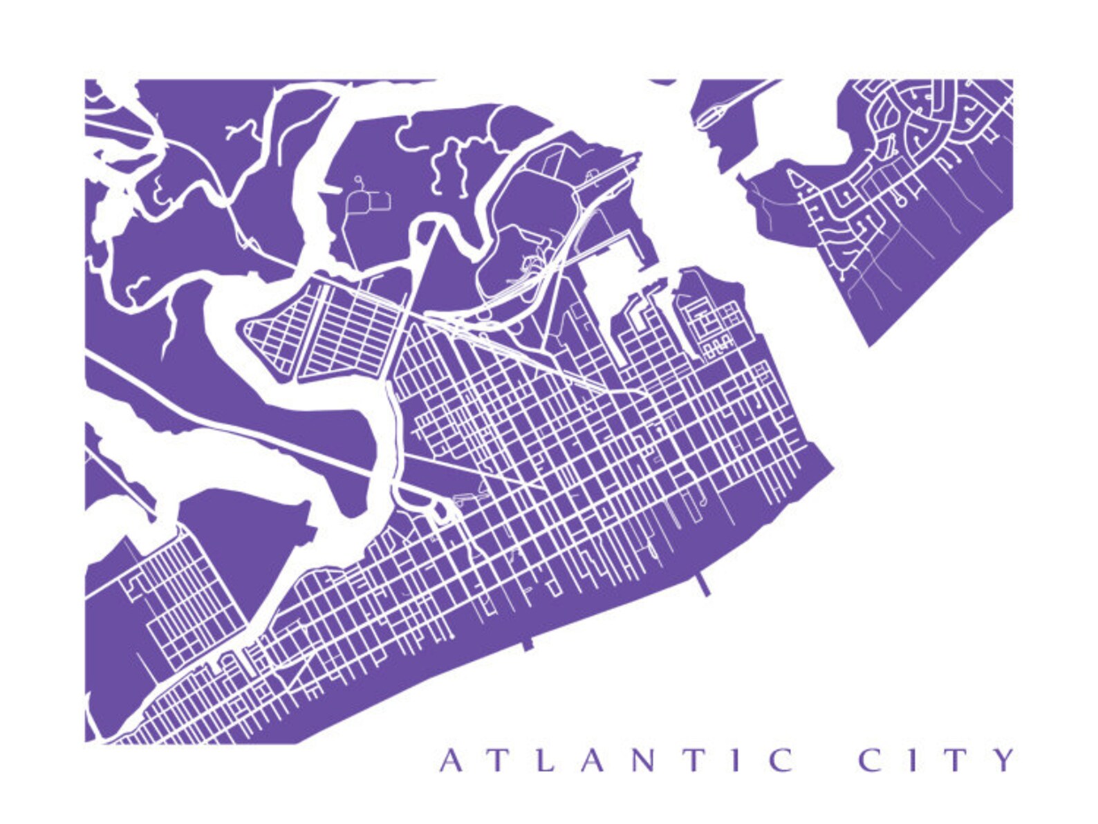 Atlantic City New Jersey Map Print - Etsy