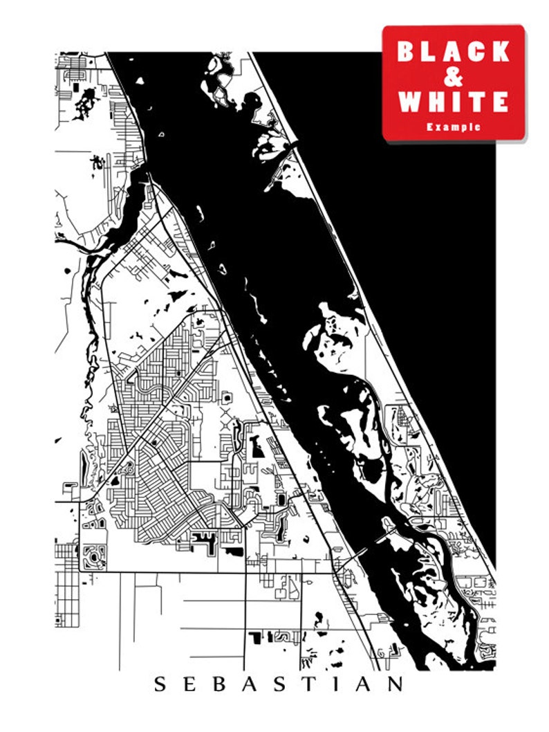 Sebastian Florida Map Art Poster Print Customize Your Map Etsy