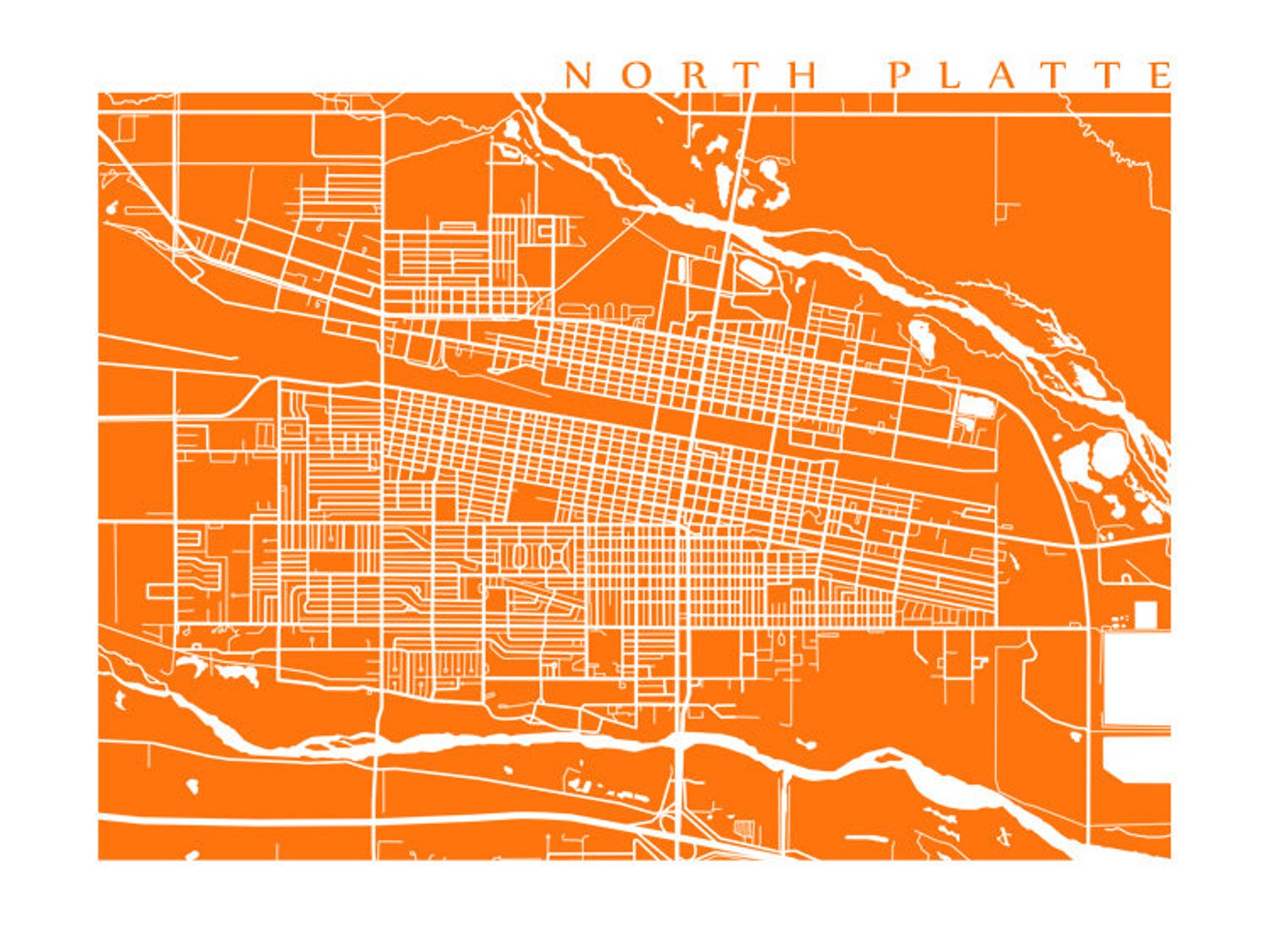 North Platte NE Map Print Nebraska Poster - Etsy