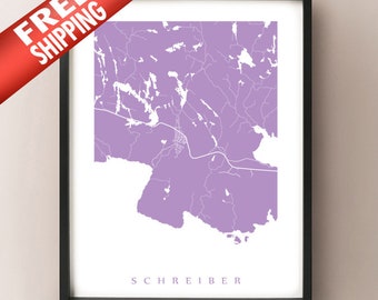Schreiber, Nord-Ontario Karte Druck