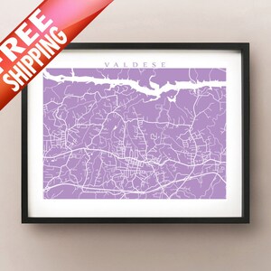 Valdese, NC Karte drucken - North Carolina Poster