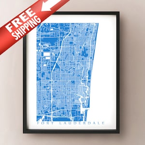 Fort Lauderdale Kaart Print - Florida Poster
