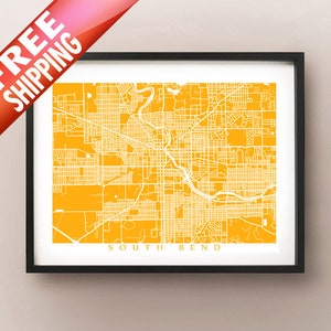 South Bend, en impresión de arte de mapa